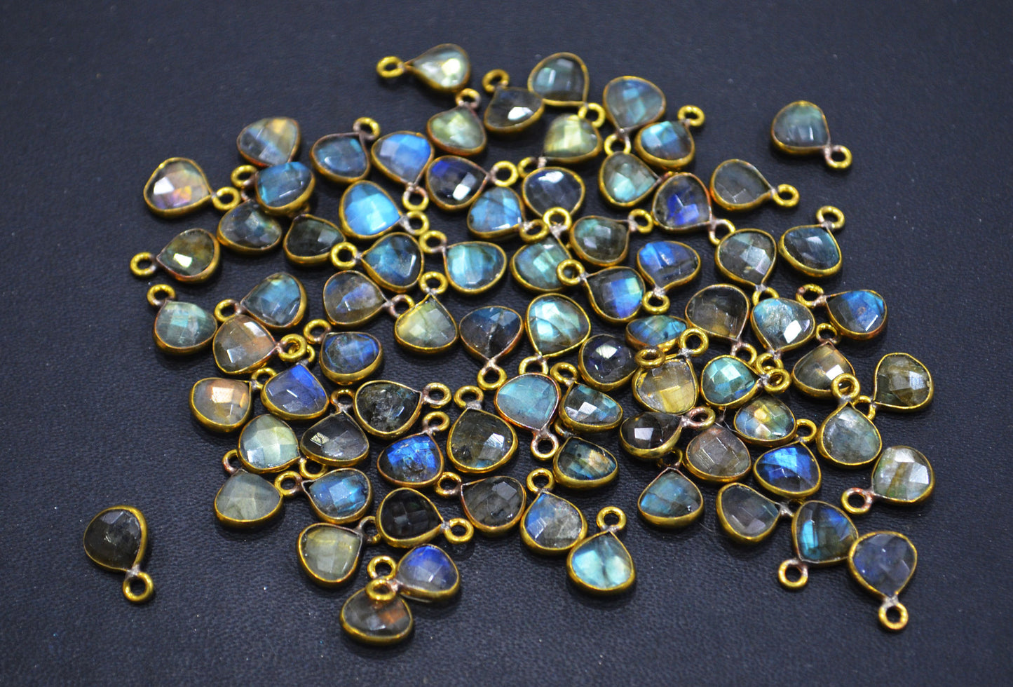 Labradorite Faceted Heart Shape Connector , Sold By Piece , 8 mm , RB-6343