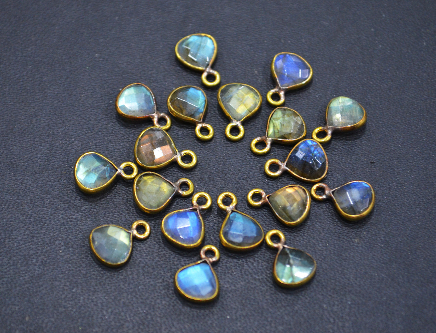 Labradorite Faceted Heart Shape Connector , Sold By Piece , 8 mm , RB-6343