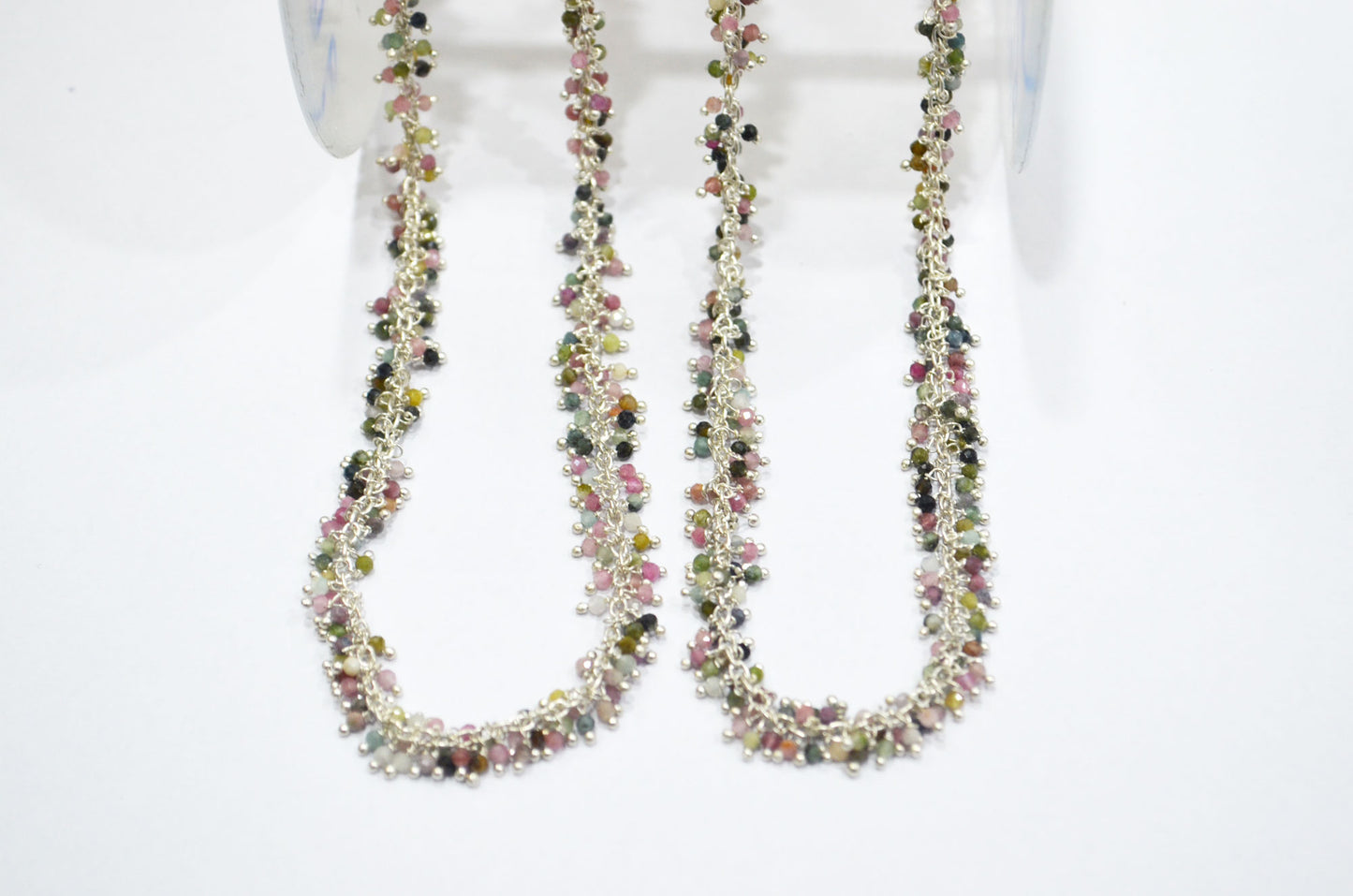 Multi Tourmaline Faceted Round Shape Grape Chain , Multi Tourmaline Angoori Cluster Wire Wrapped Chain , 2 mm , RB-6344