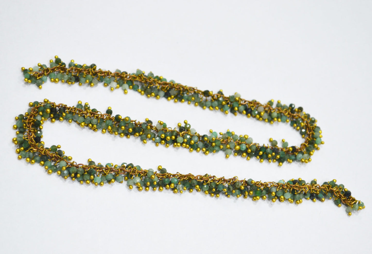 Emerald Faceted Round Shape Grape Chain , Emerald Angoori Cluster Wire Wrapped Chain , 2 mm , RB-6348
