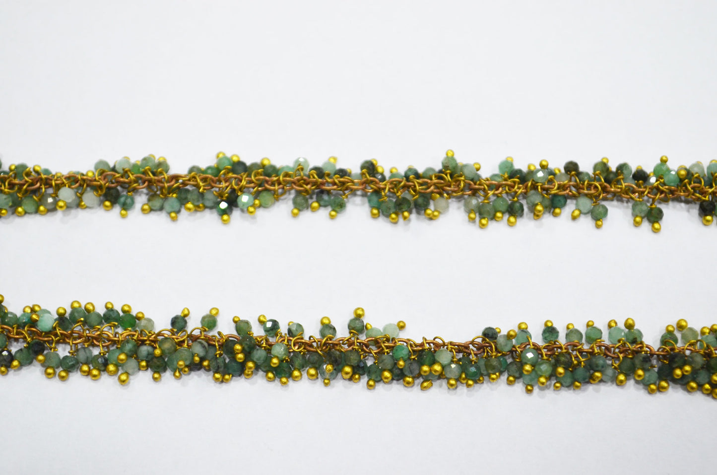 Emerald Faceted Round Shape Grape Chain , Emerald Angoori Cluster Wire Wrapped Chain , 2 mm , RB-6348
