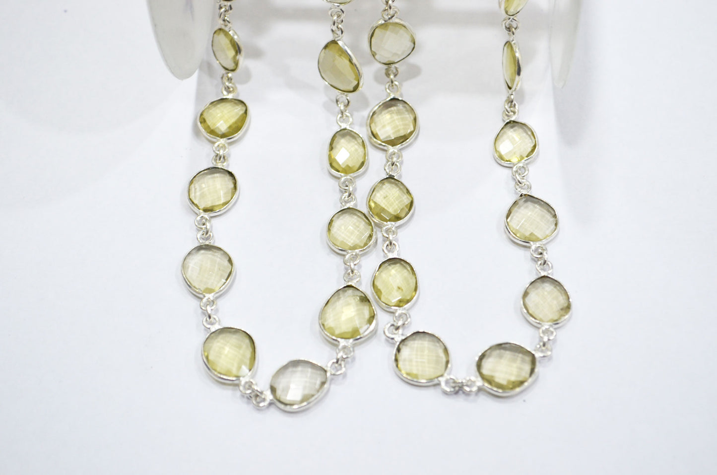 Rock Lemon Quartz Slice Shape Connector Chain , 14 - 18 mm , RB-6352