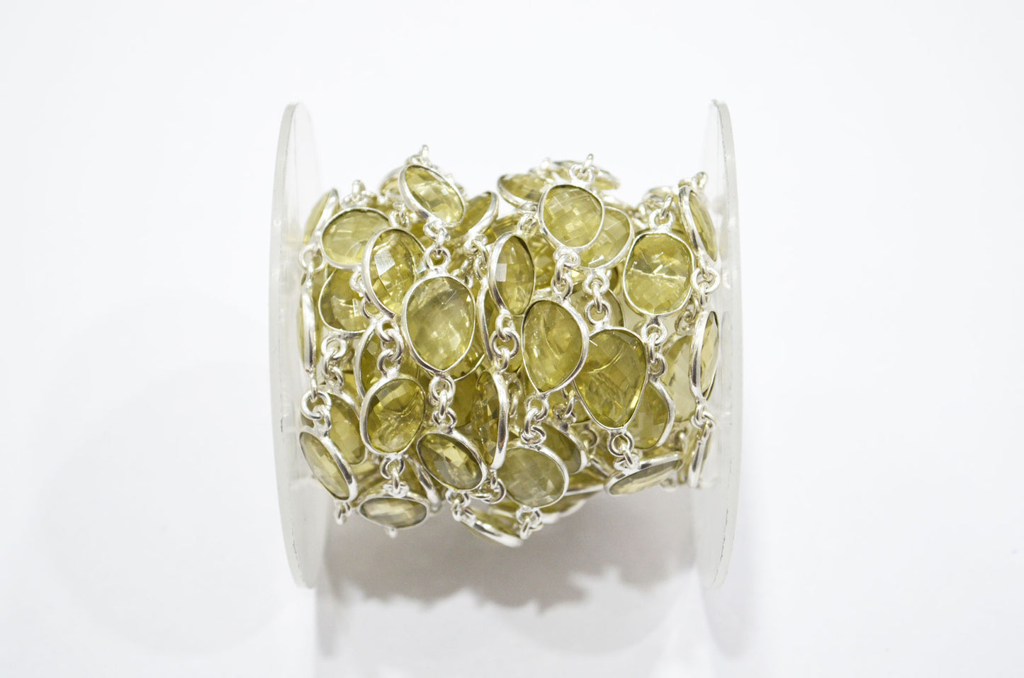 Rock Lemon Quartz Slice Shape Connector Chain , 14 - 18 mm , RB-6352