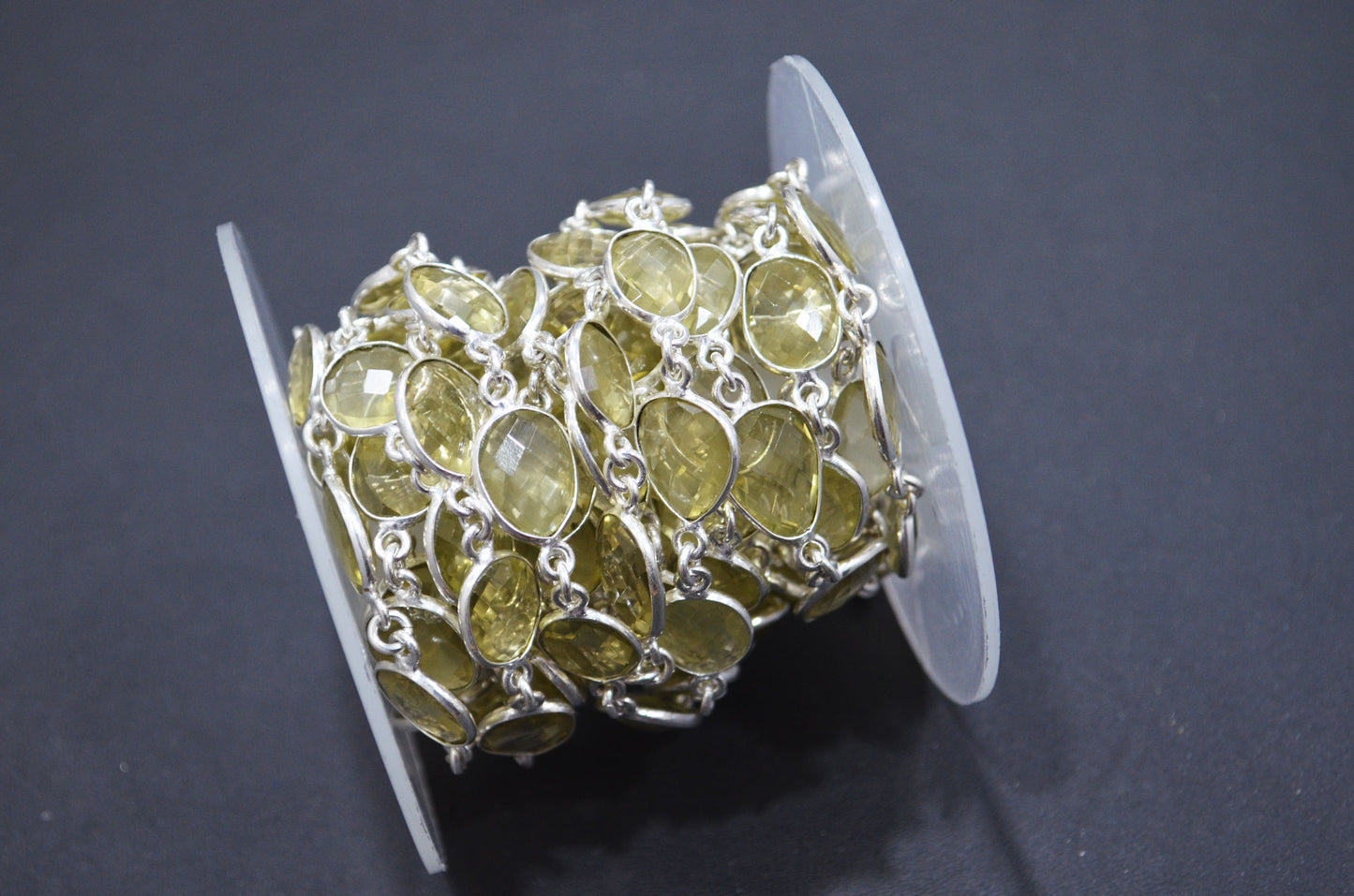 Rock Lemon Quartz Slice Shape Connector Chain , 14 - 18 mm , RB-6352