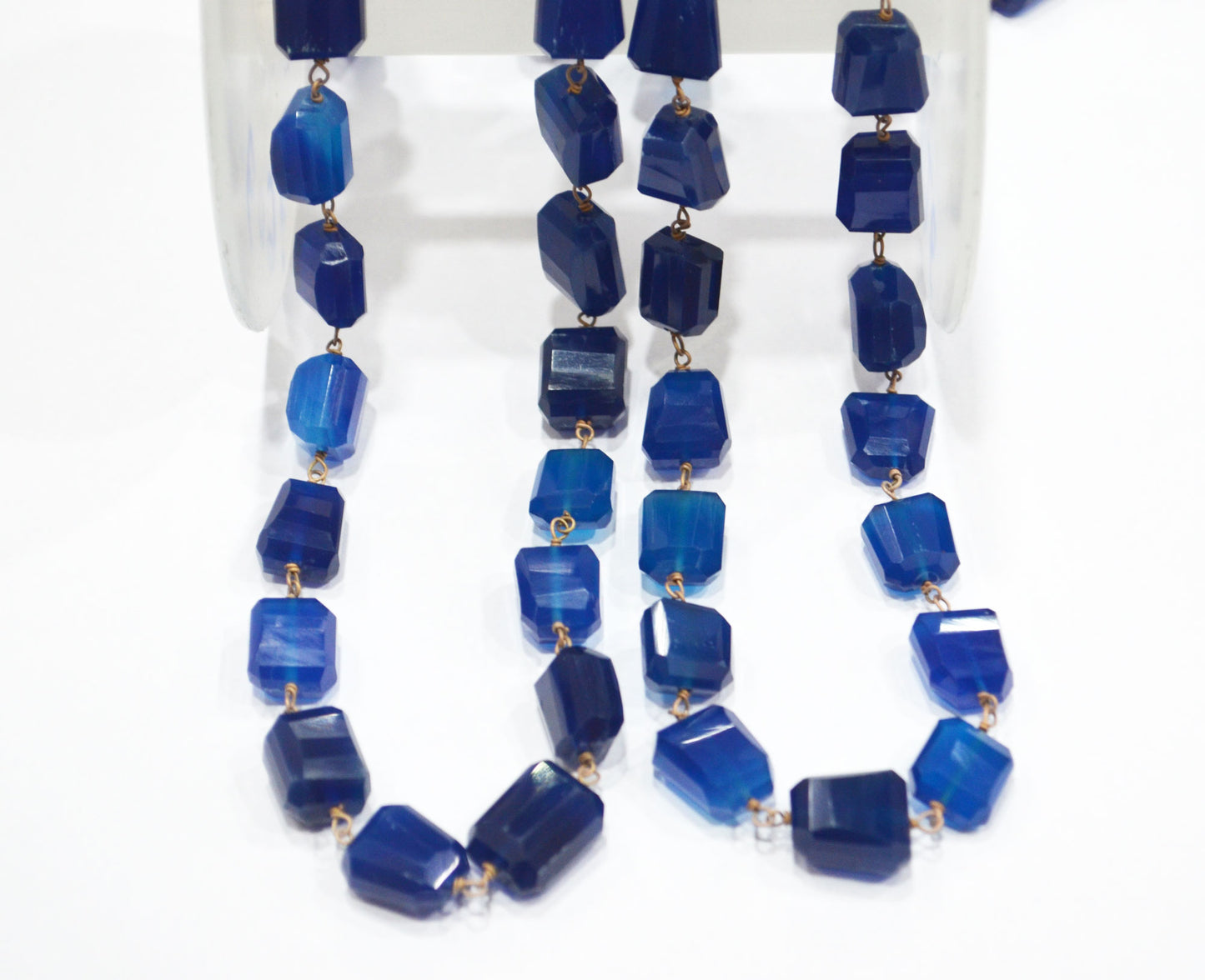 Kyanite Chalcedony Laser Cut Nuggets Shape Rosary Beaded Chain , 12 - 15 mm , RB-6353
