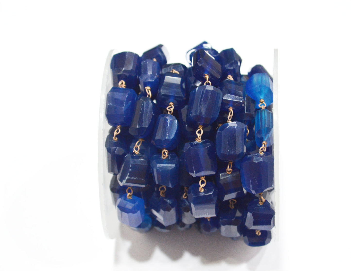 Kyanite Chalcedony Laser Cut Nuggets Shape Rosary Beaded Chain , 12 - 15 mm , RB-6353