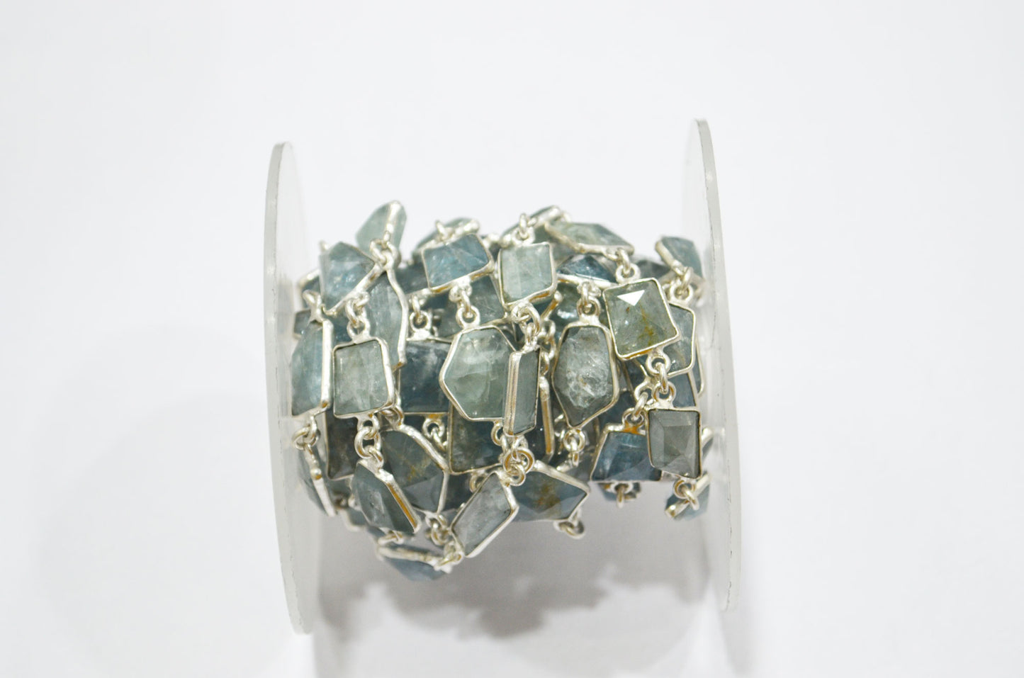 Aquamarine Fancy Cut Shape Connector Chain , 8 - 12 mm , RB-6368