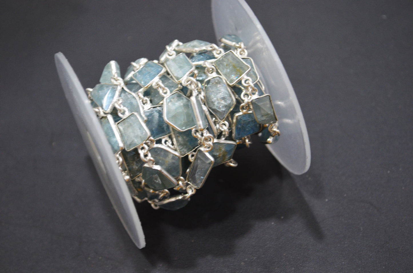 Aquamarine Fancy Cut Shape Connector Chain , 8 - 12 mm , RB-6368