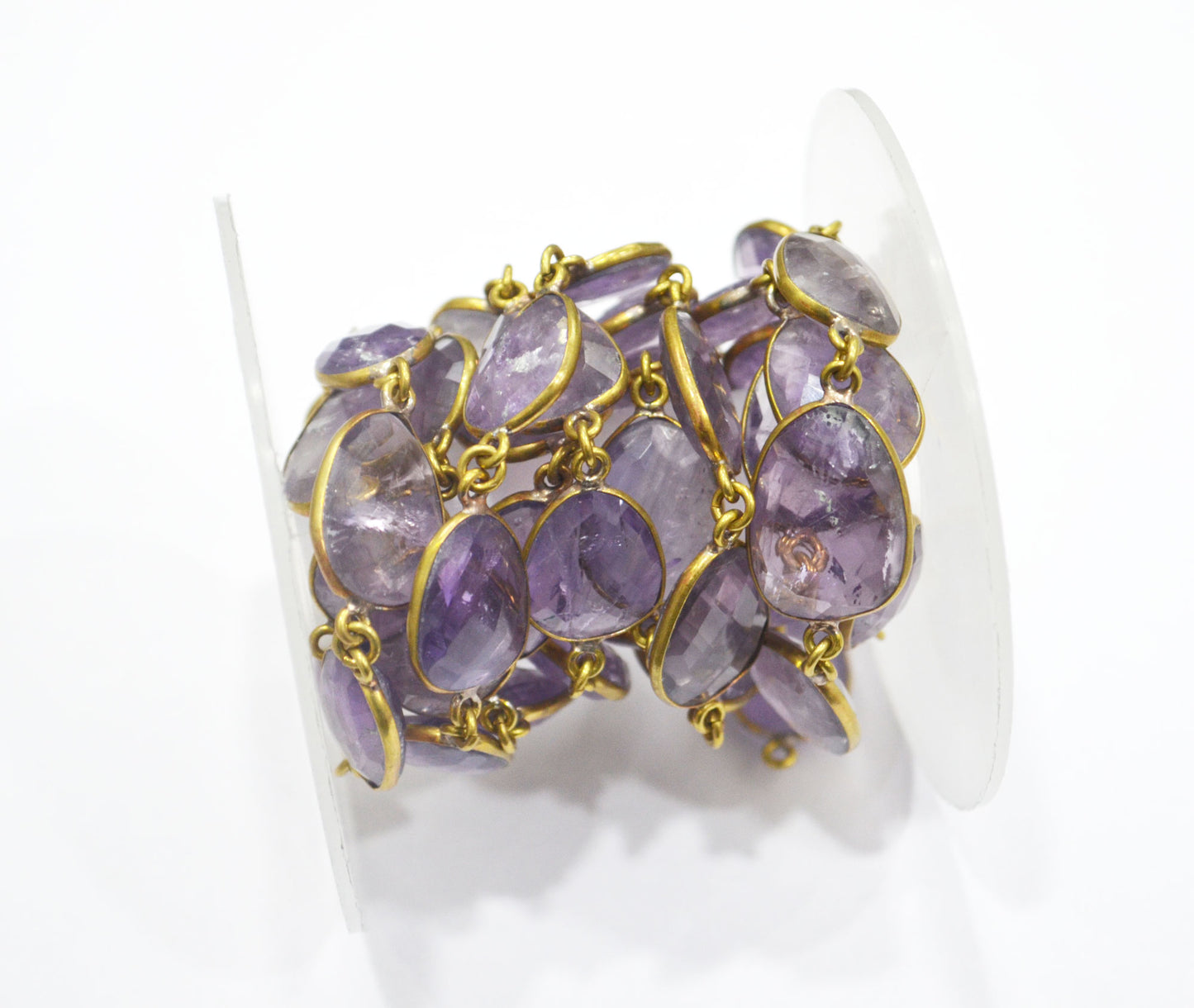 African Webster Amethyst Faceted Slice Shape Connector Chain , 14 - 20 mm , RB-6369