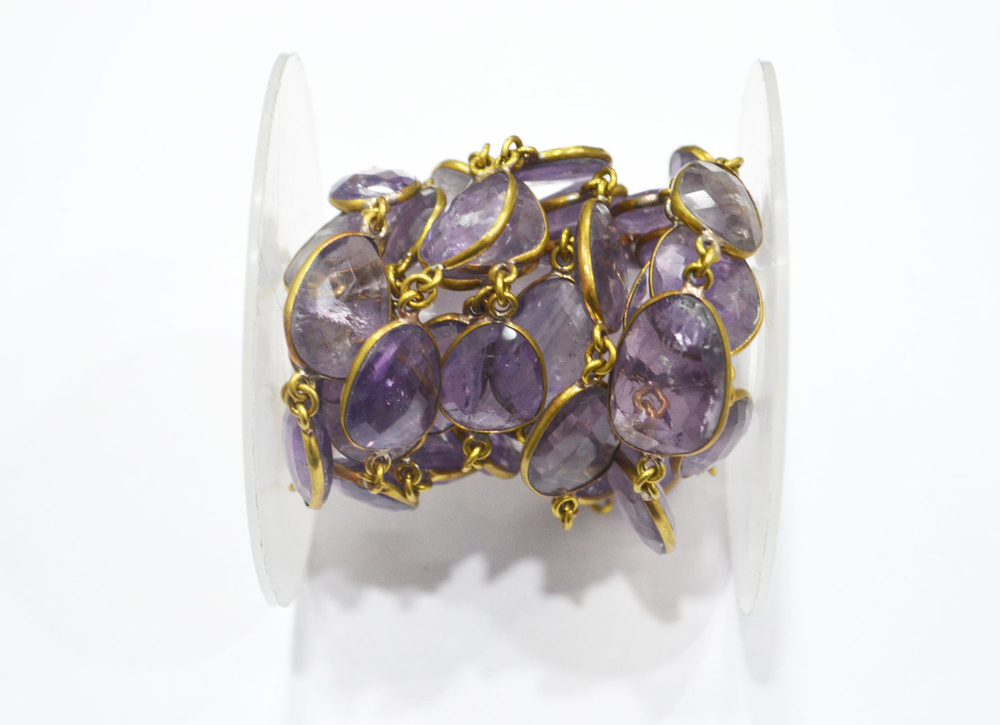 African Webster Amethyst Faceted Slice Shape Connector Chain , 14 - 20 mm , RB-6369