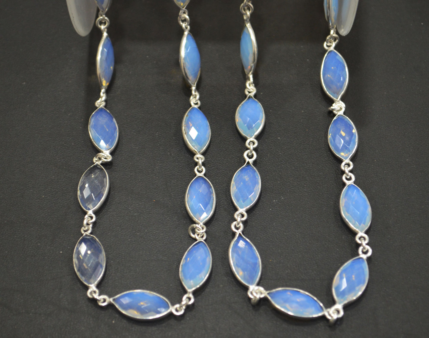 Opalite Hydro Glass Faceted Marquise Shape Connector Chain , 9x15 mm , RB-6379