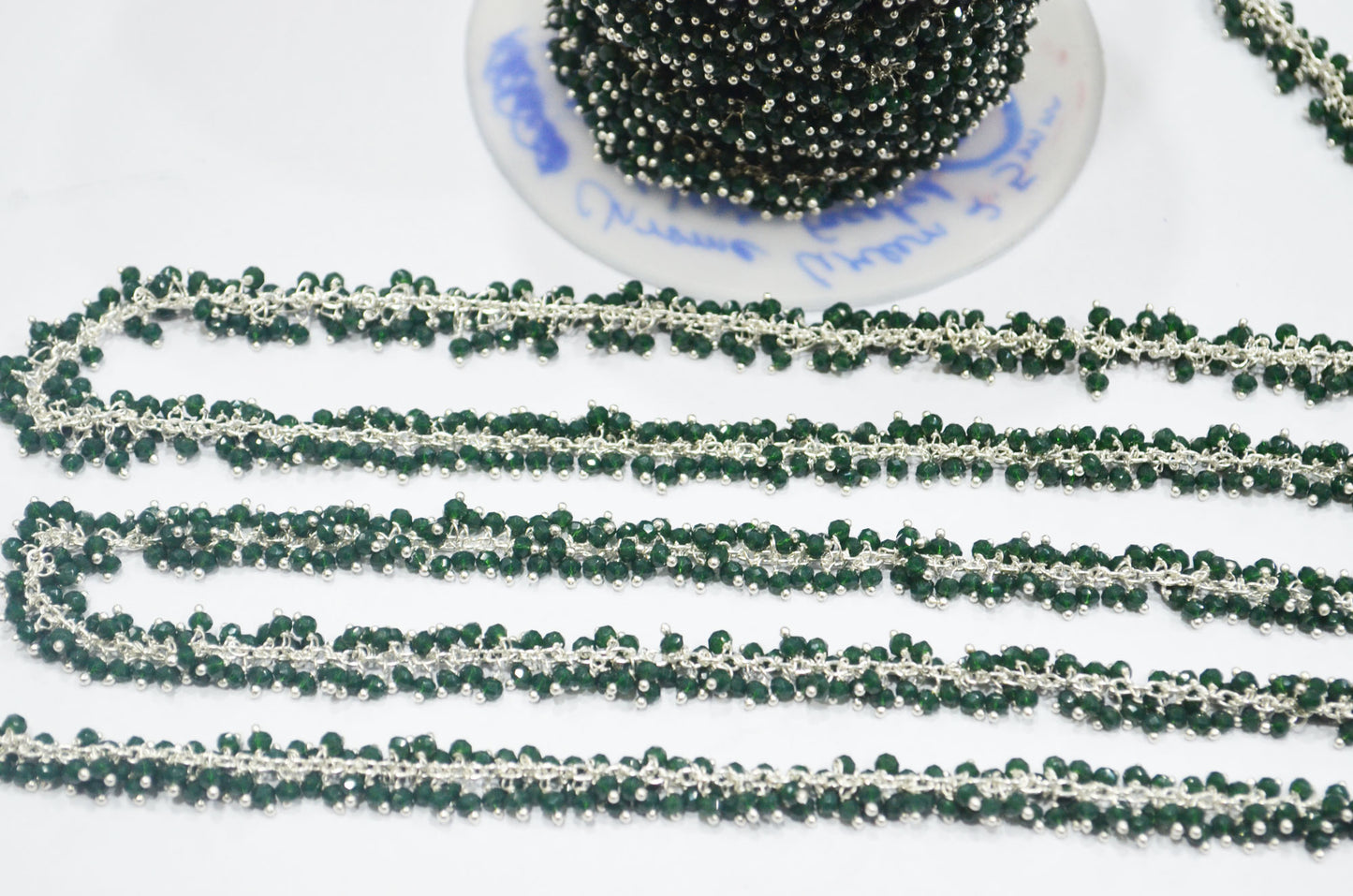 Chrome Green Hydro Quartz Faceted Rondelle Shape Grape Chain , 2.50 mm , RB-6388