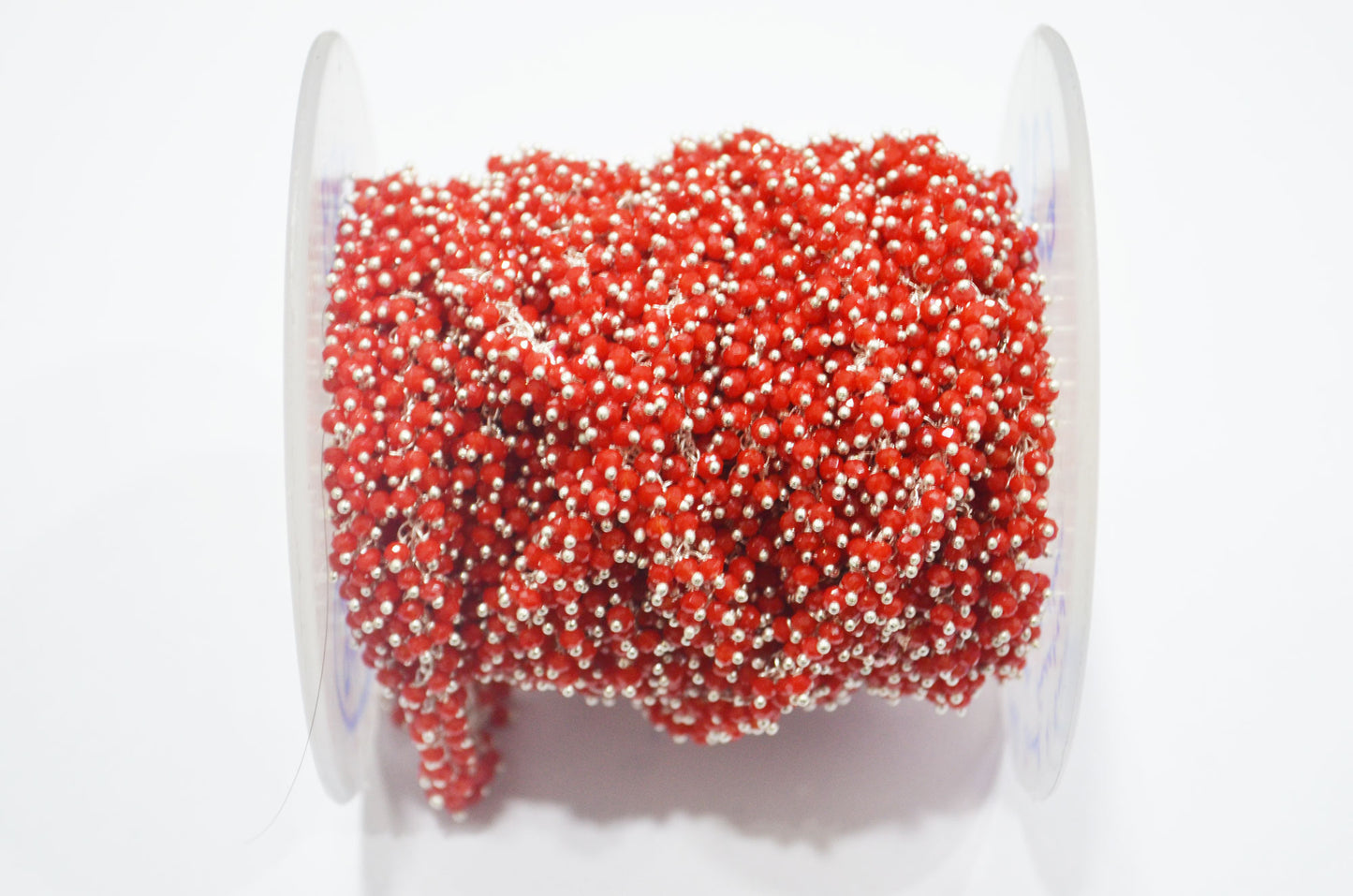Red Coral Hydro Quartz Faceted Rondelle Shape Grape Chain , 2.50 mm , RB-6389