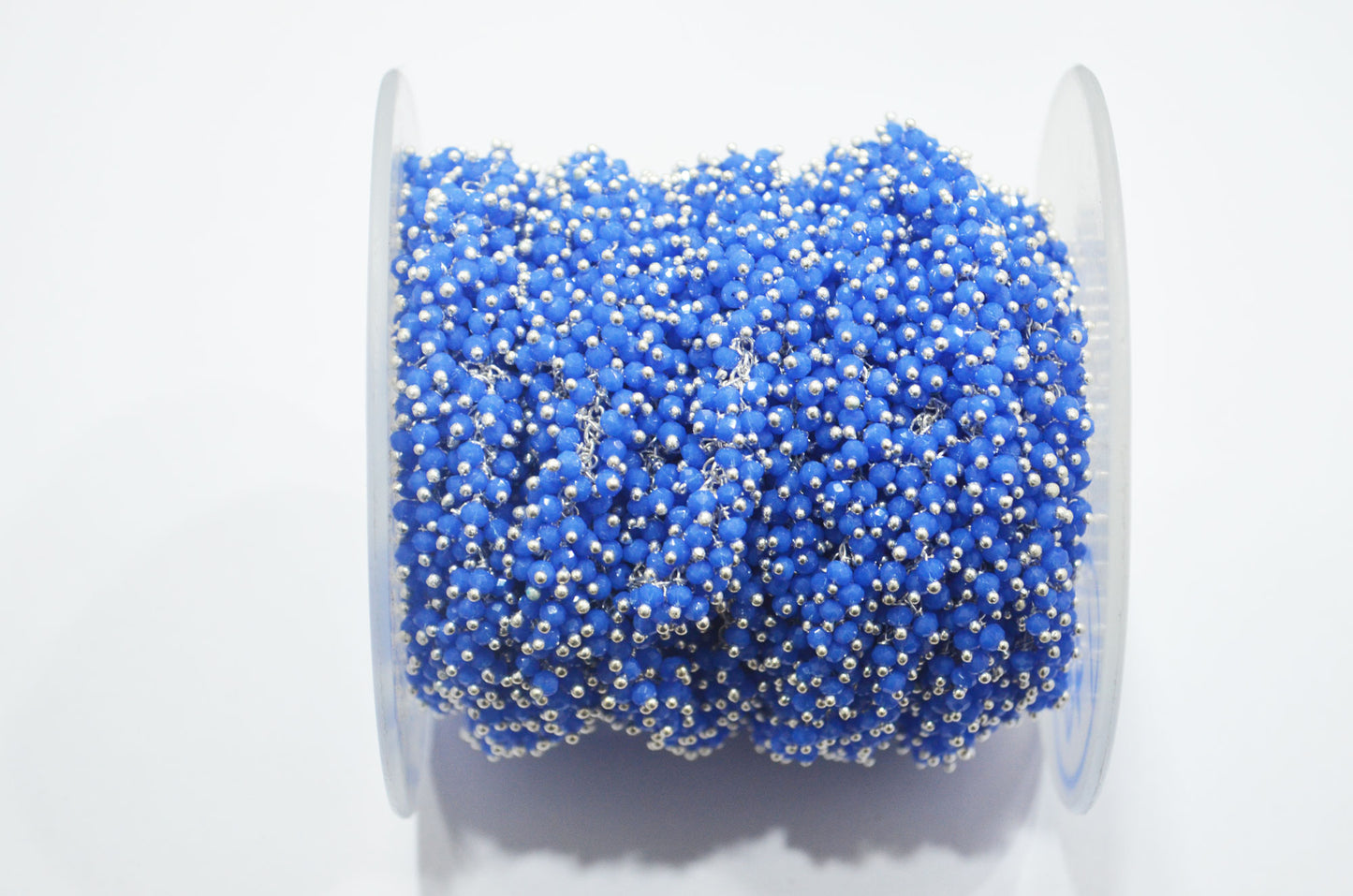 Neon Blue Hydro Quartz Faceted Rondelle Shape Grape Chain , 2.50 mm , RB-6390