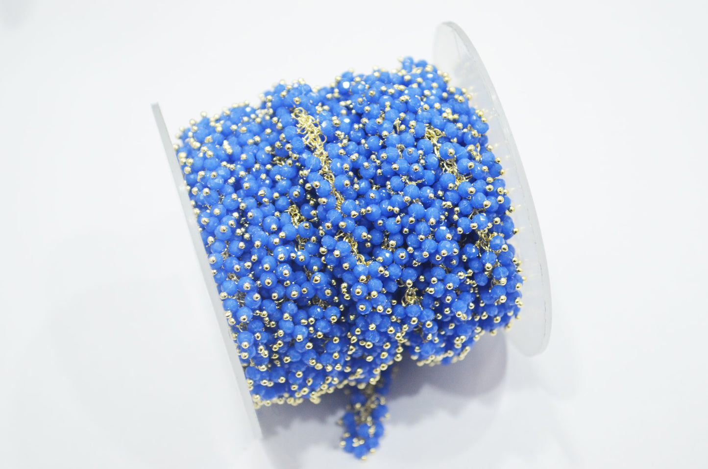 Neon Blue Hydro Quartz Faceted Rondelle Shape Grape Chain , 2.50 mm , RB-6390
