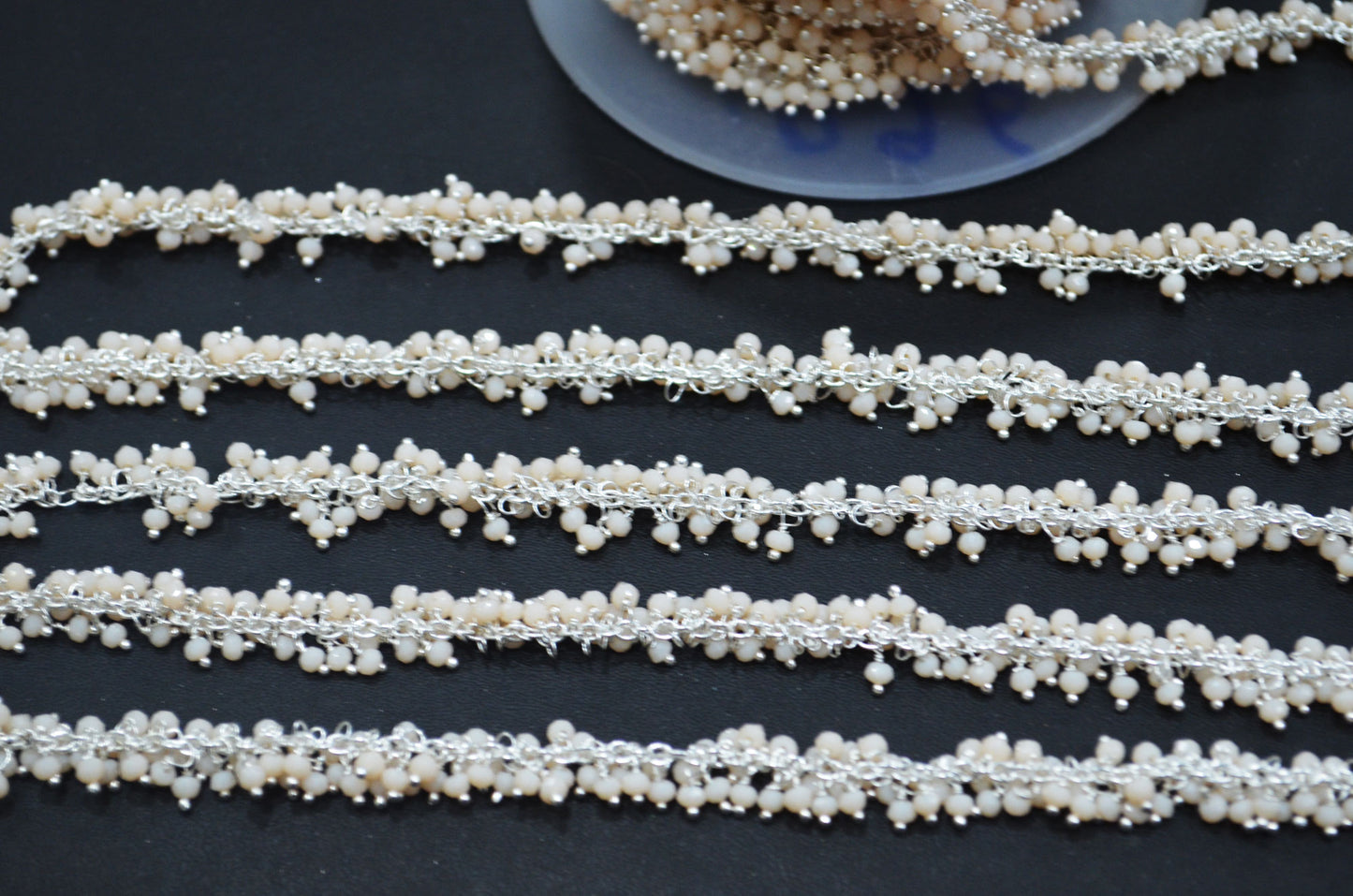 Bone Chalcedony Hydro Quartz Faceted Rondelle Shape Grape Chain , 2.50 mm , RB-6391