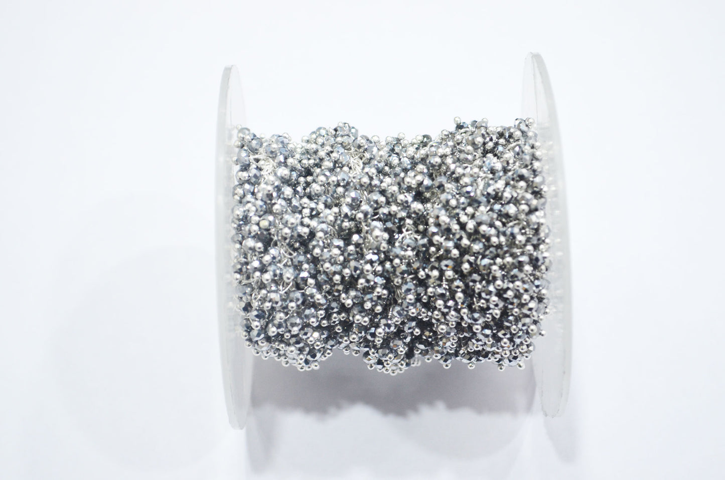 Silver Pyrite Hydro Quartz Faceted Rondelle Shape Grape Chain , 2.50 mm , RB-6392