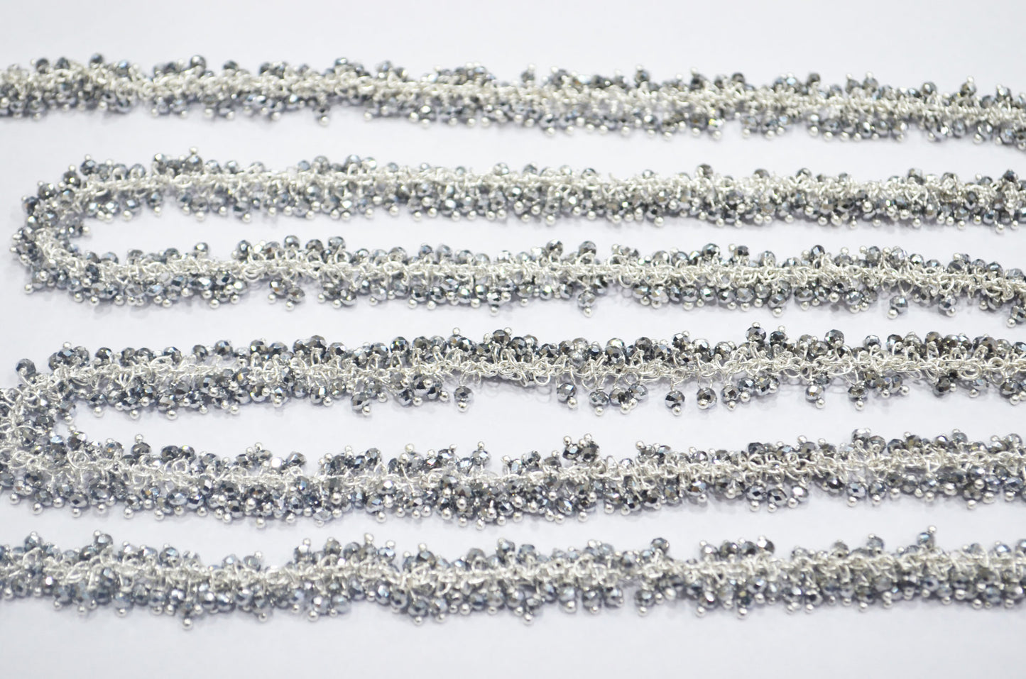 Silver Pyrite Hydro Quartz Faceted Rondelle Shape Grape Chain , 2.50 mm , RB-6392