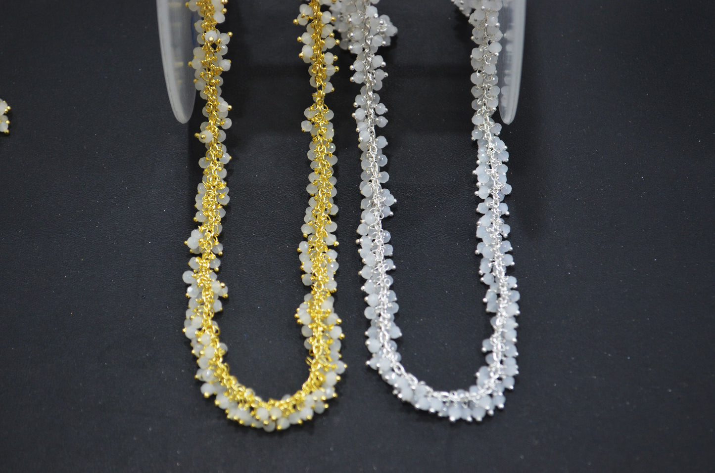 White Chalcedony Hydro Quartz Faceted Rondelle Shape Grape Chain , 2.50 mm , RB-6393