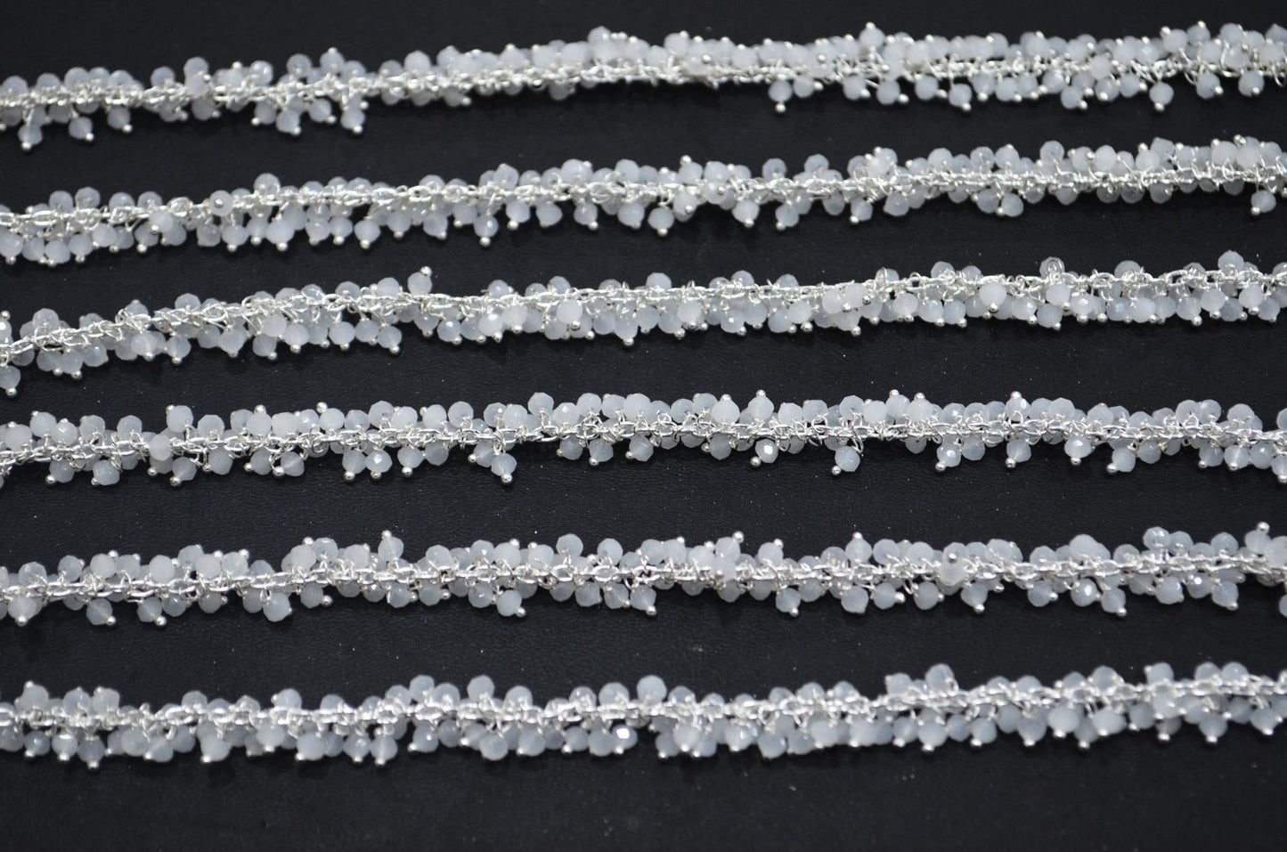White Chalcedony Hydro Quartz Faceted Rondelle Shape Grape Chain , 2.50 mm , RB-6393