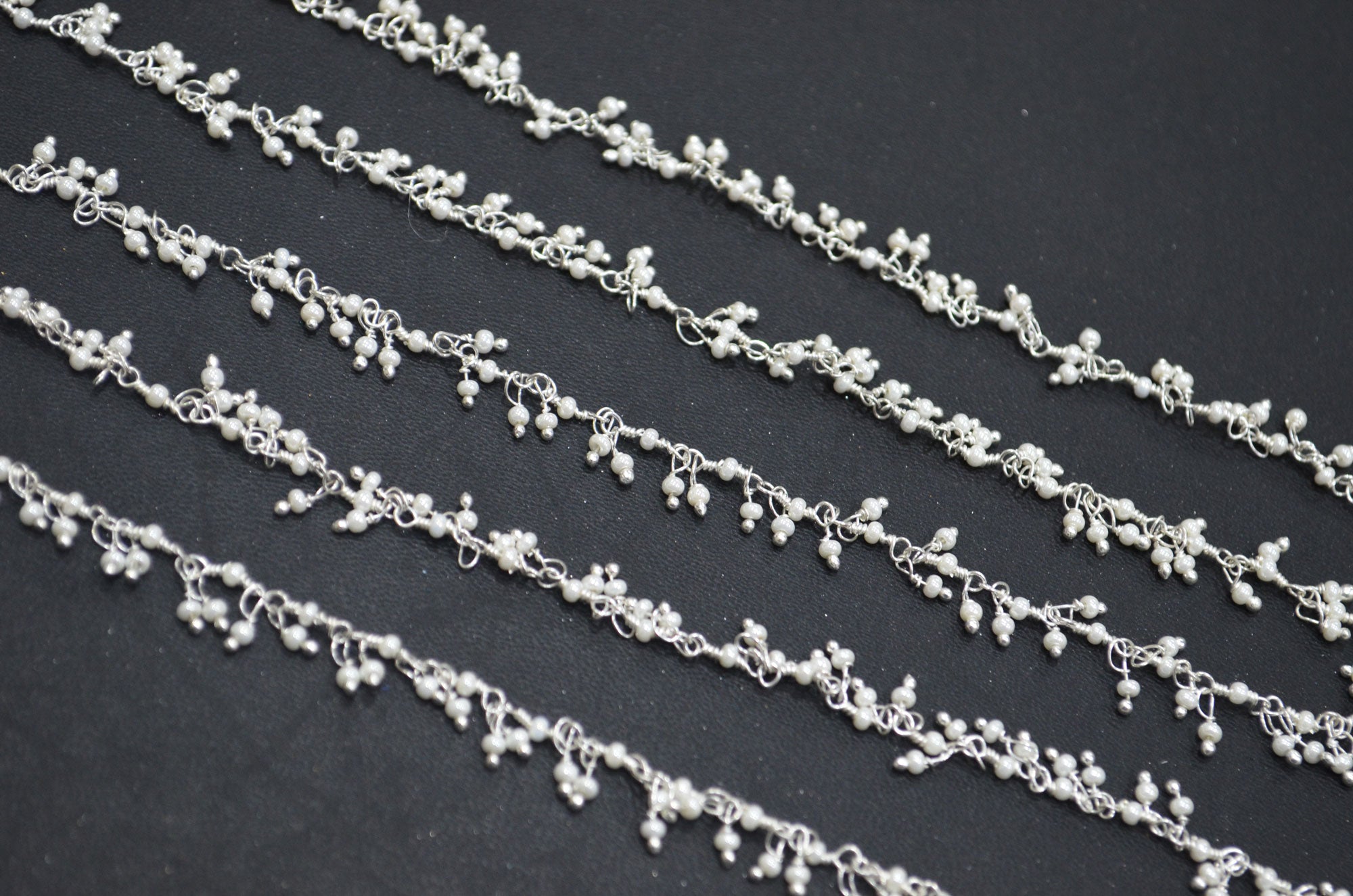 Pearl Hydro Quartz Smooth Rondelle Shape Grape Chain , Pearl Hydro Quartz Dangling Wire Wrapped Chain , 2.50 mm , RB-6394