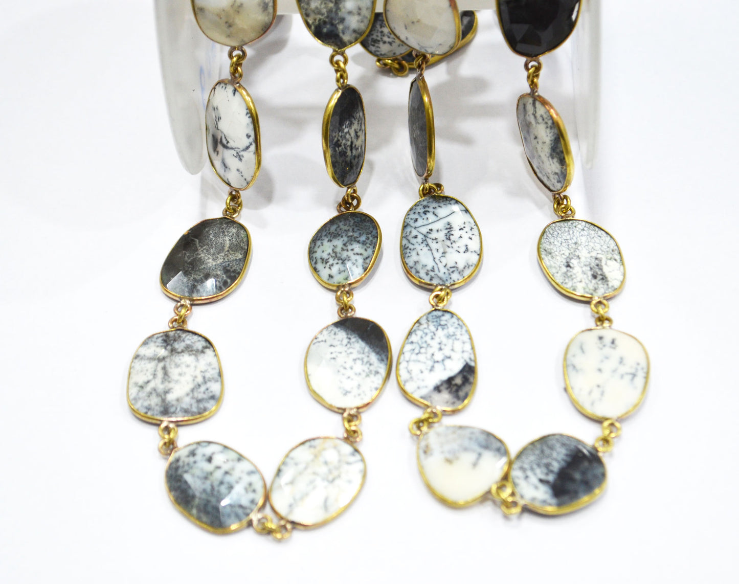 Dendrite Opal Slice Shape Connector Chain , 18 - 25 mm , RB-6397