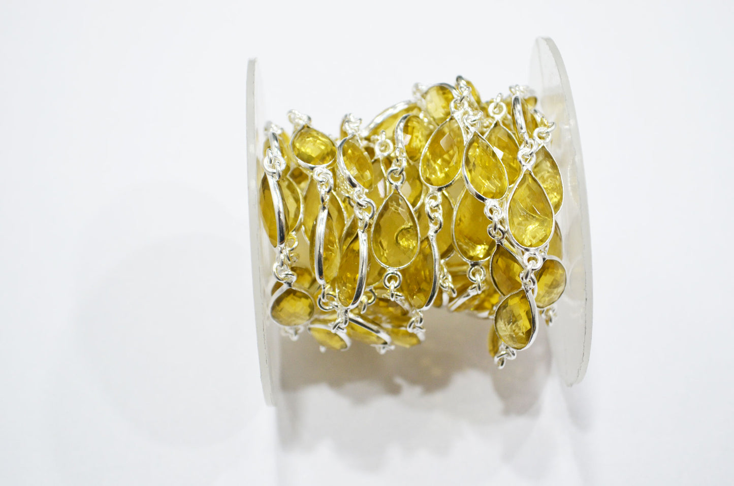 Citrine Hydro Glass Pear Shape Connector Chain , 8x13 mm , RB-6398
