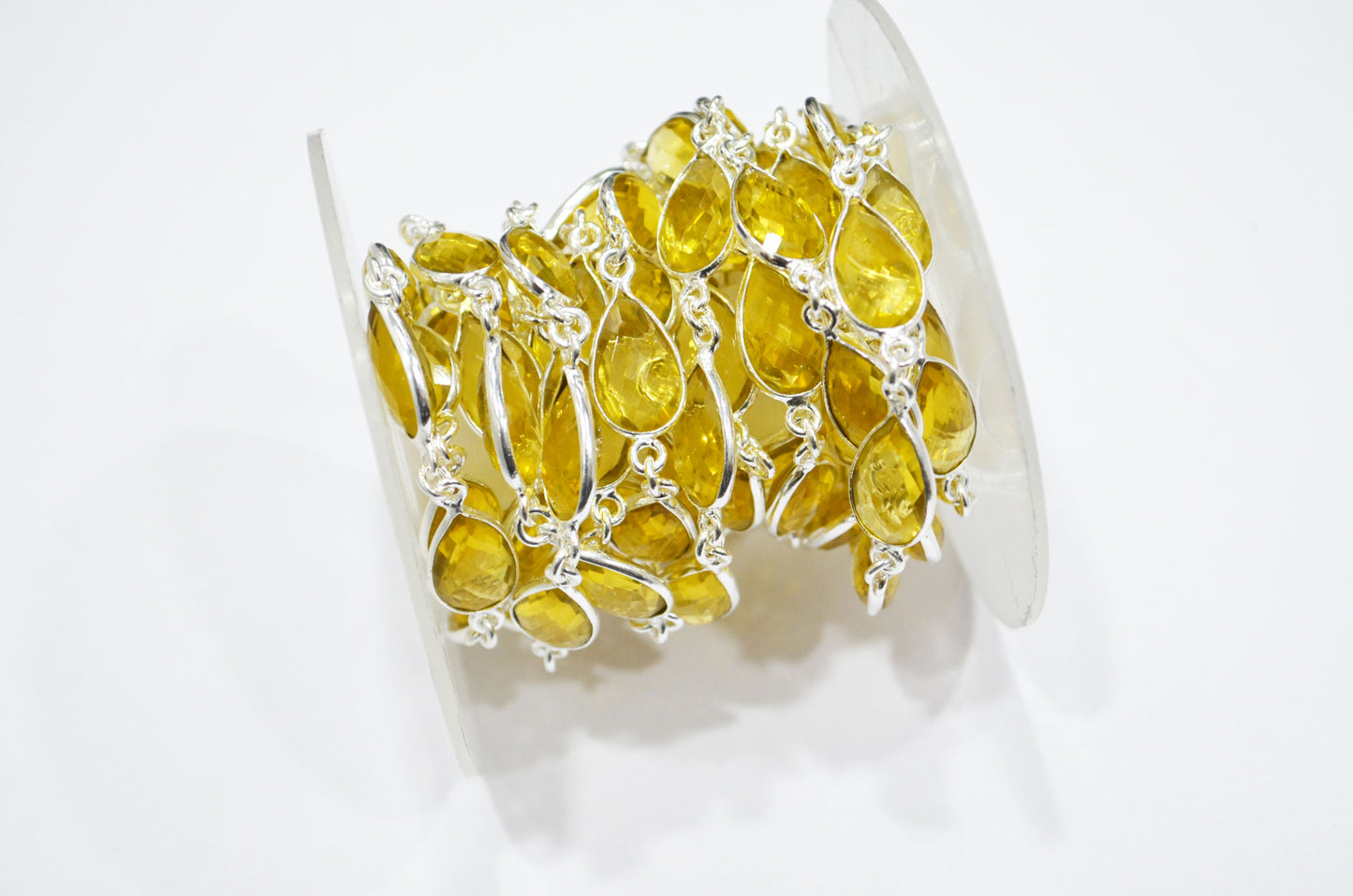 Citrine Hydro Glass Pear Shape Connector Chain , 8x13 mm , RB-6398