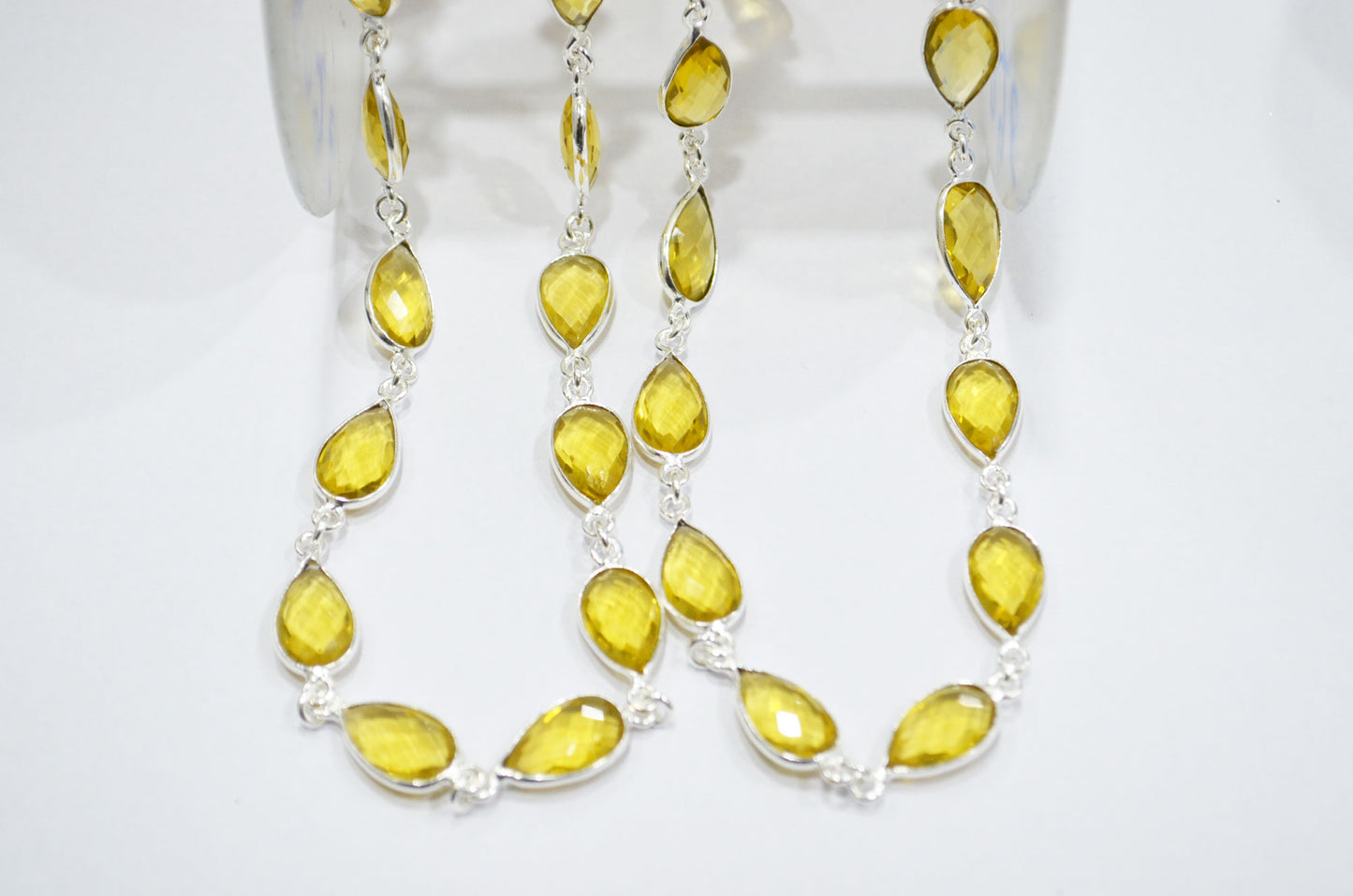 Citrine Hydro Glass Pear Shape Connector Chain , 8x13 mm , RB-6398