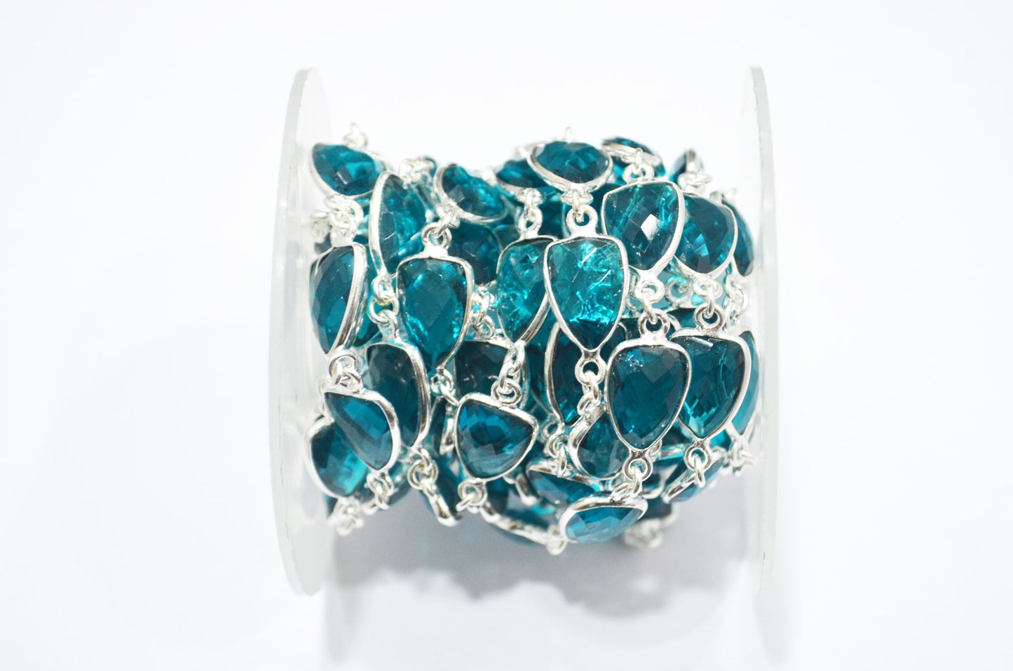 Paraiba Hydro Glass Faceted Trillion Shape Connector Chain , 10x13 mm , RB-6399