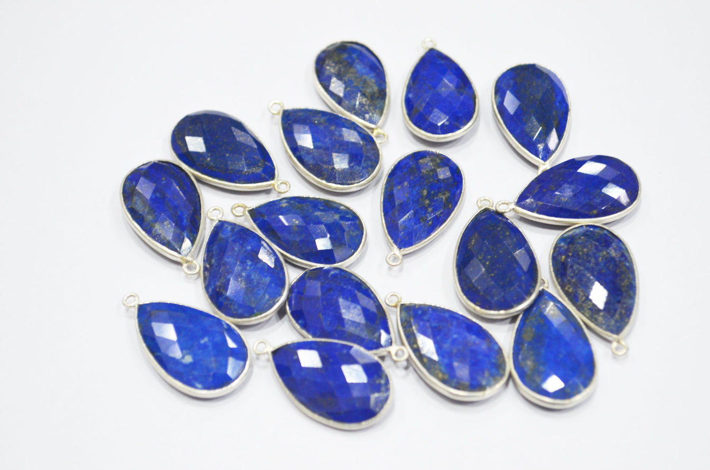Lapis Lazuli Faceted Pear Shape Connector , Lapis Lazuli Single Bail Bezel Connector , Sold By Piece , 15x27 mm , RB-6402