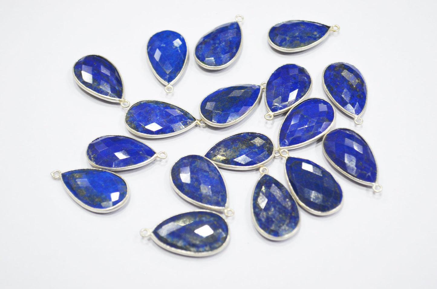Lapis Lazuli Faceted Pear Shape Connector , Lapis Lazuli Single Bail Bezel Connector , Sold By Piece , 15x27 mm , RB-6402