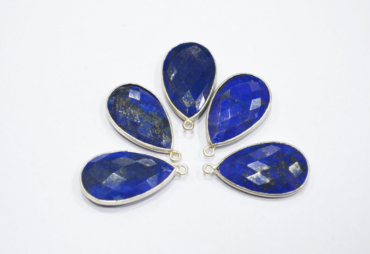 Lapis Lazuli Faceted Pear Shape Connector , Lapis Lazuli Single Bail Bezel Connector , Sold By Piece , 15x27 mm , RB-6402