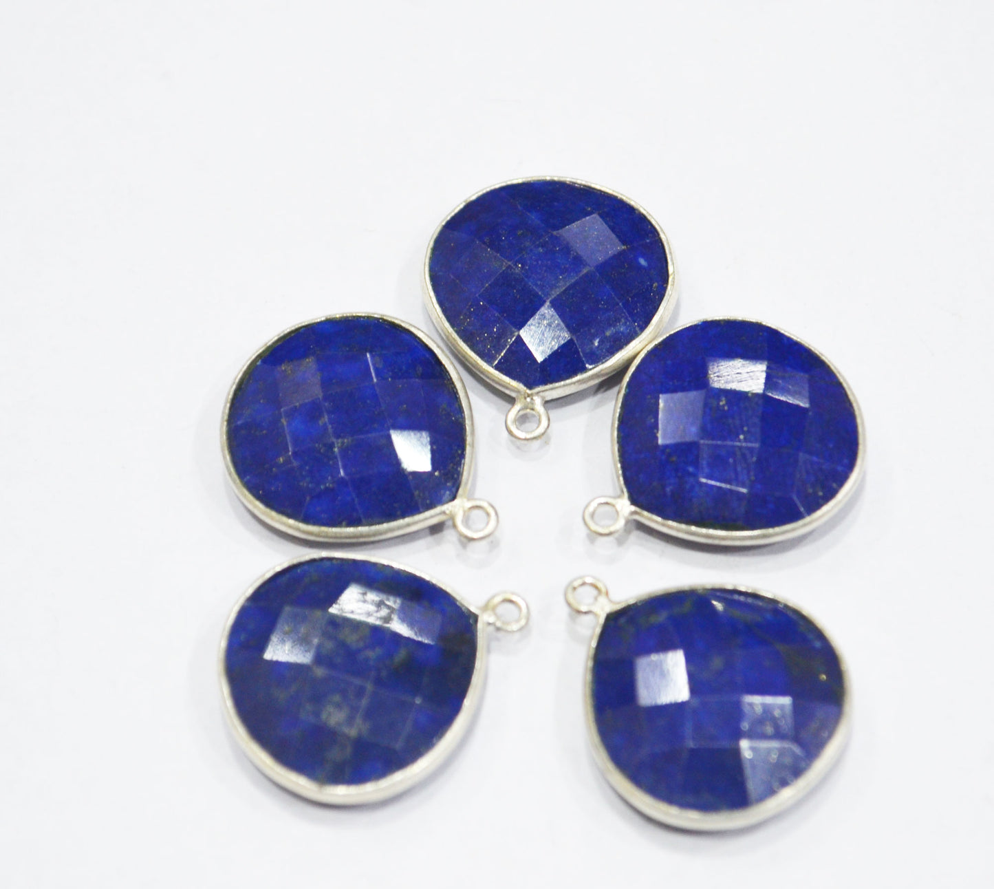 Lapis Lazuli Faceted Heart Shape Connector , Lapis Lazuli Single Bail Bezel Connector , Sold By Piece , 15 - 16 mm , RB-6403