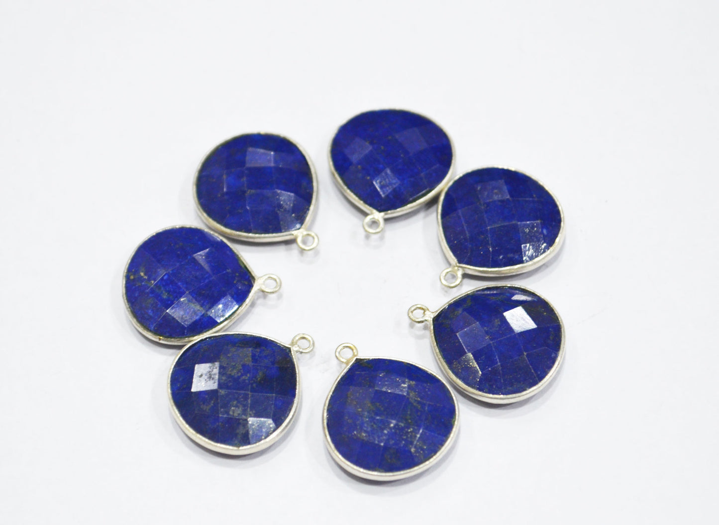 Lapis Lazuli Faceted Heart Shape Connector , Lapis Lazuli Single Bail Bezel Connector , Sold By Piece , 15 - 16 mm , RB-6403