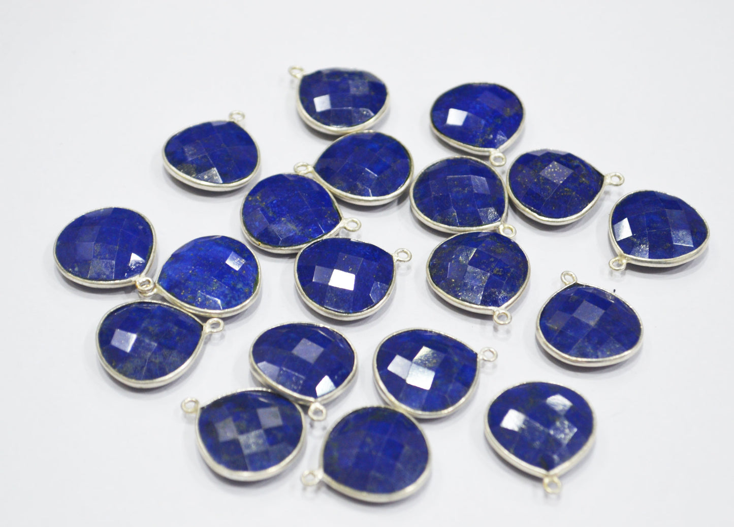 Lapis Lazuli Faceted Heart Shape Connector , Lapis Lazuli Single Bail Bezel Connector , Sold By Piece , 15 - 16 mm , RB-6403