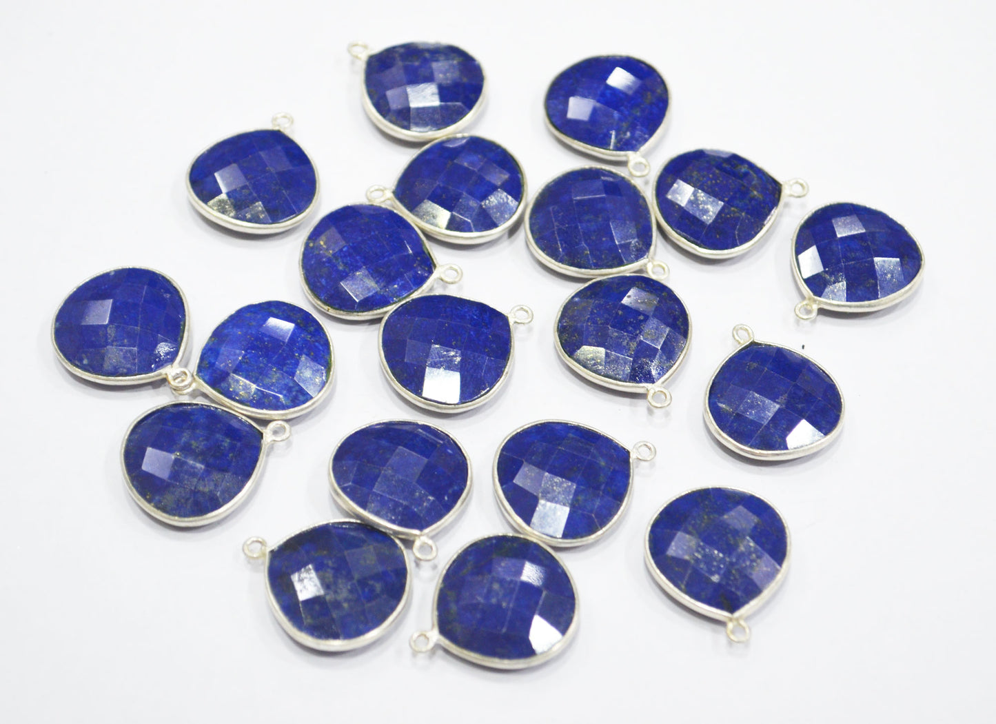 Lapis Lazuli Faceted Heart Shape Connector , Lapis Lazuli Single Bail Bezel Connector , Sold By Piece , 15 - 16 mm , RB-6403