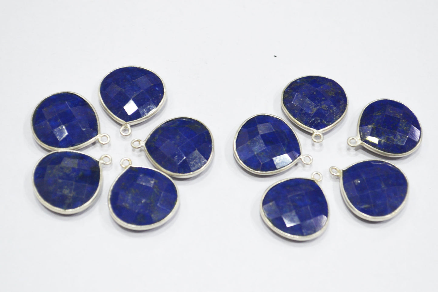 Lapis Lazuli Faceted Heart Shape Connector , Lapis Lazuli Single Bail Bezel Connector , Sold By Piece , 15 - 16 mm , RB-6403