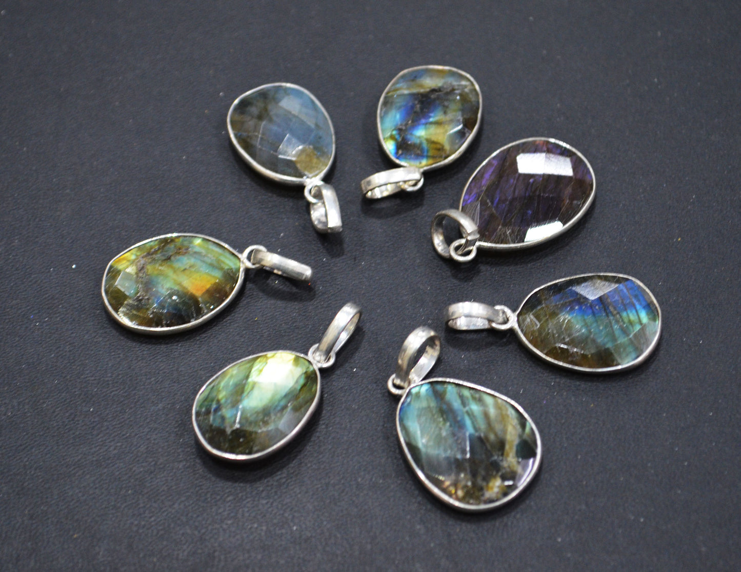 Labradorite Faceted Free Form Shape Pendant , Sold By Piece , Mix Size , RB-6404