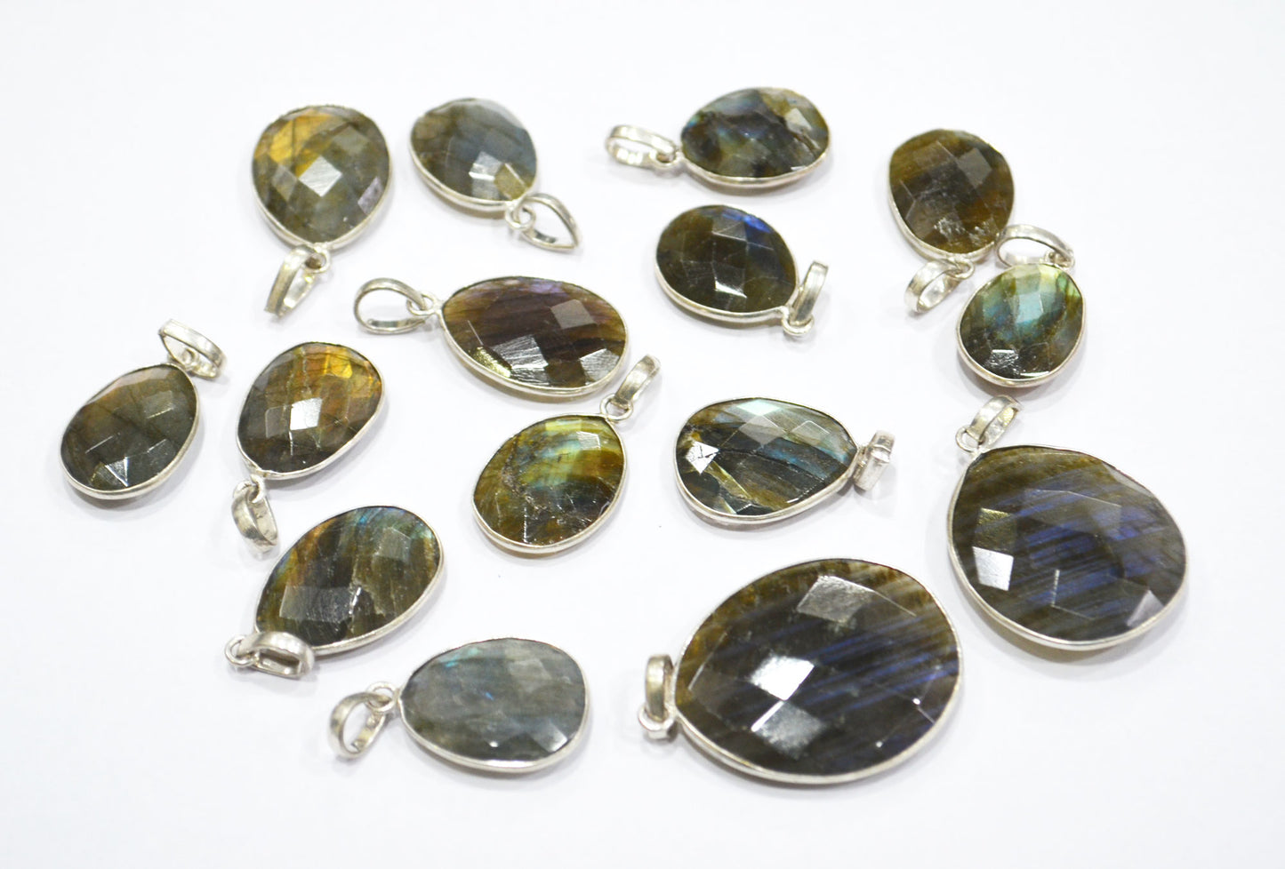 Labradorite Faceted Free Form Shape Pendant , Sold By Piece , Mix Size , RB-6404