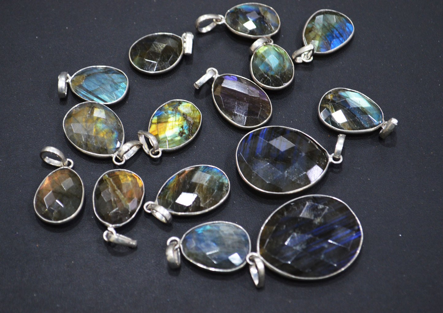 Labradorite Faceted Free Form Shape Pendant , Sold By Piece , Mix Size , RB-6404