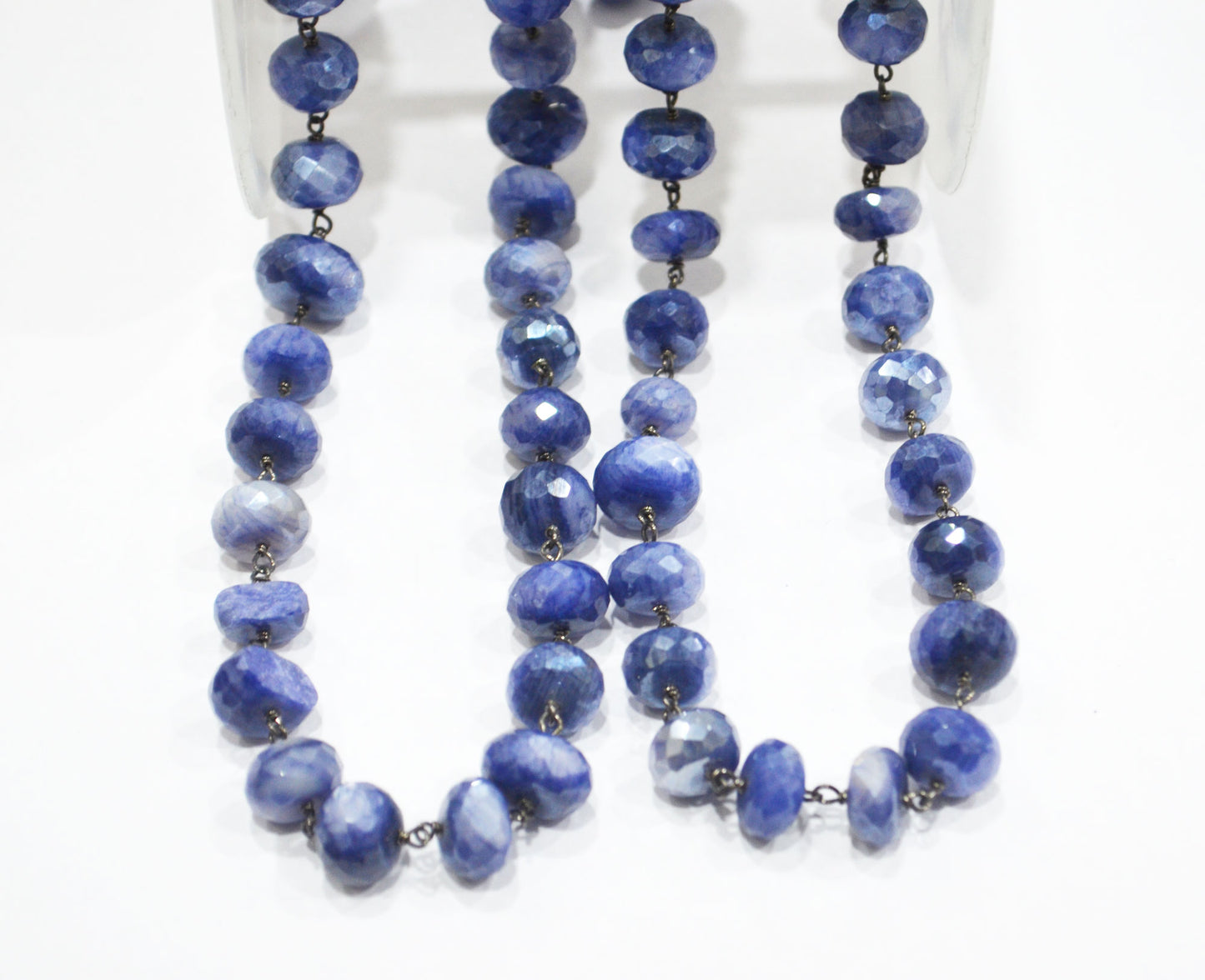 Mystic Sapphire Moonstone Faceted Rondelle Shape Rosary Beaded Chain , 10 - 11 mm , RB-6405