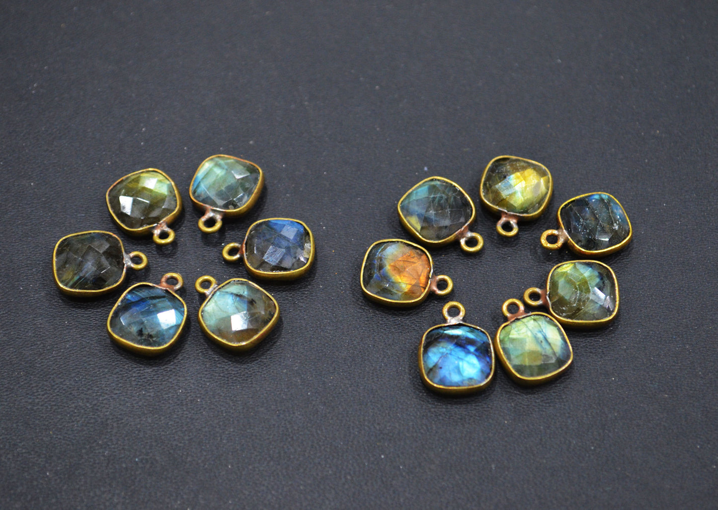 Labradorite Faceted Cushion Shape Connector , Sold By Piece , 11 mm , RB-6409