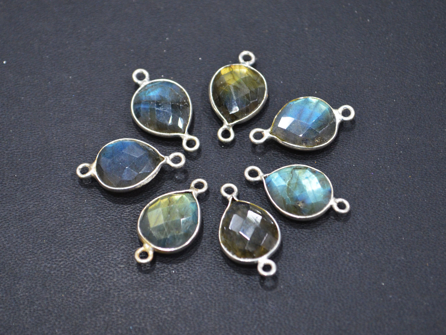Labradorite Faceted Pear Shape Connector , Sold By Piece , 10x12 mm , RB-6410