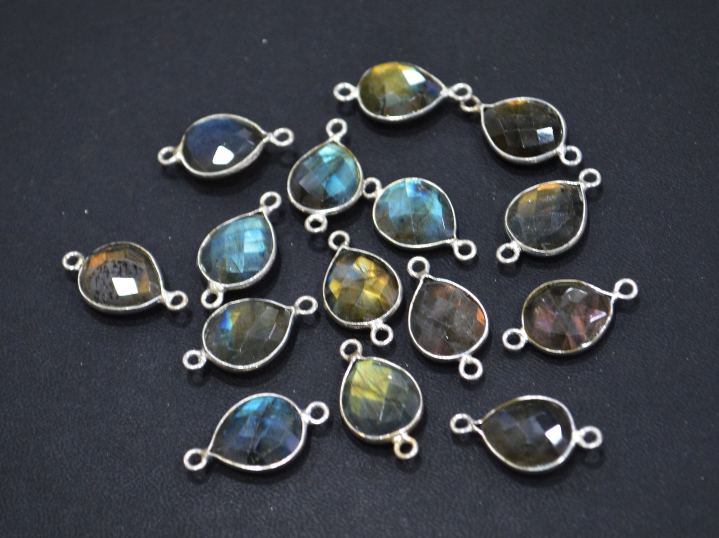Labradorite Faceted Pear Shape Connector , Sold By Piece , 10x12 mm , RB-6410