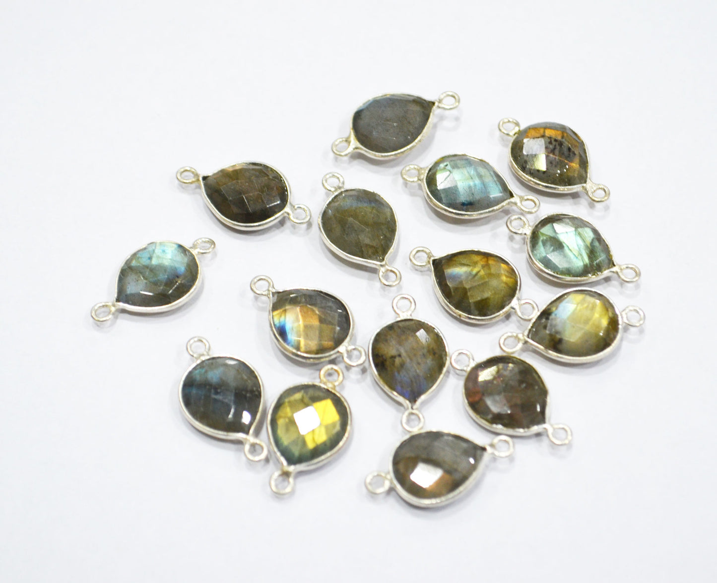 Labradorite Faceted Pear Shape Connector , Sold By Piece , 10x12 mm , RB-6410