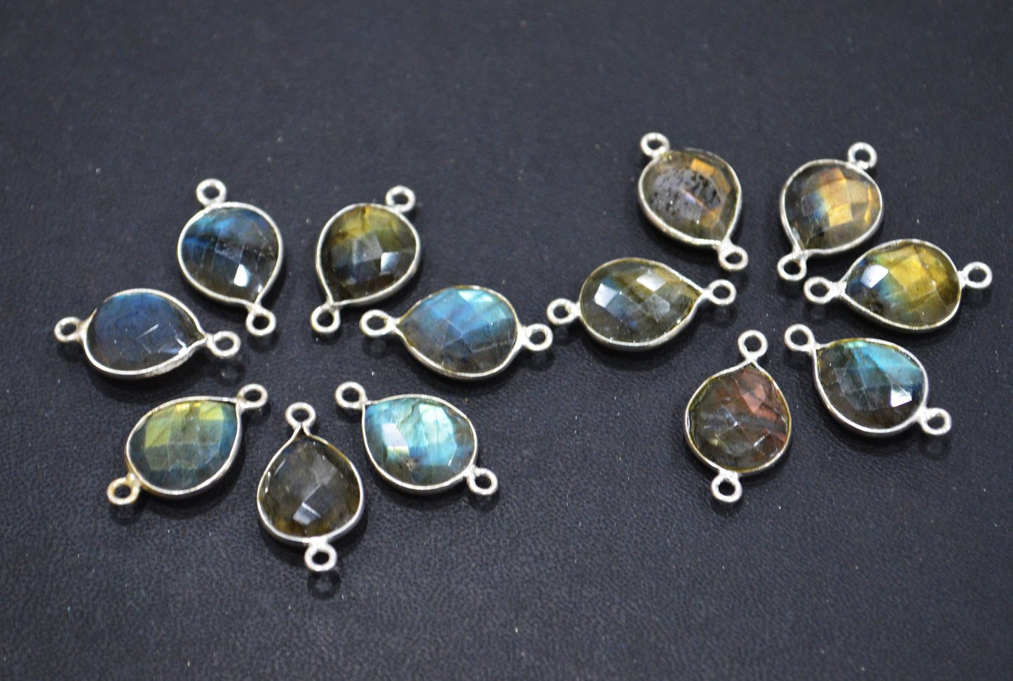 Labradorite Faceted Pear Shape Connector , Sold By Piece , 10x12 mm , RB-6410