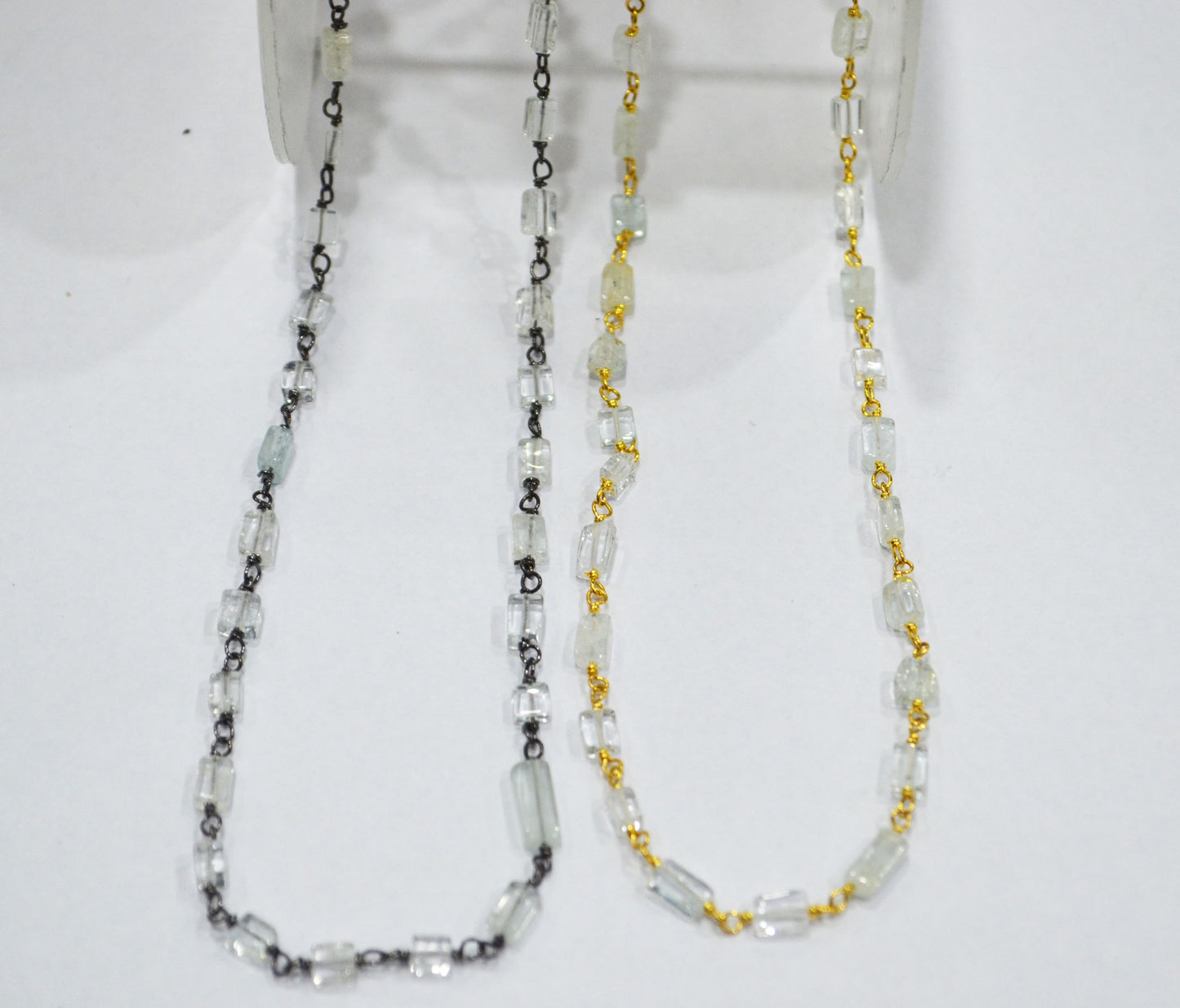 Aquamarine Smooth Rectangle Shape Rosary Beaded Chain , 2 - 5 mm , RB-6415