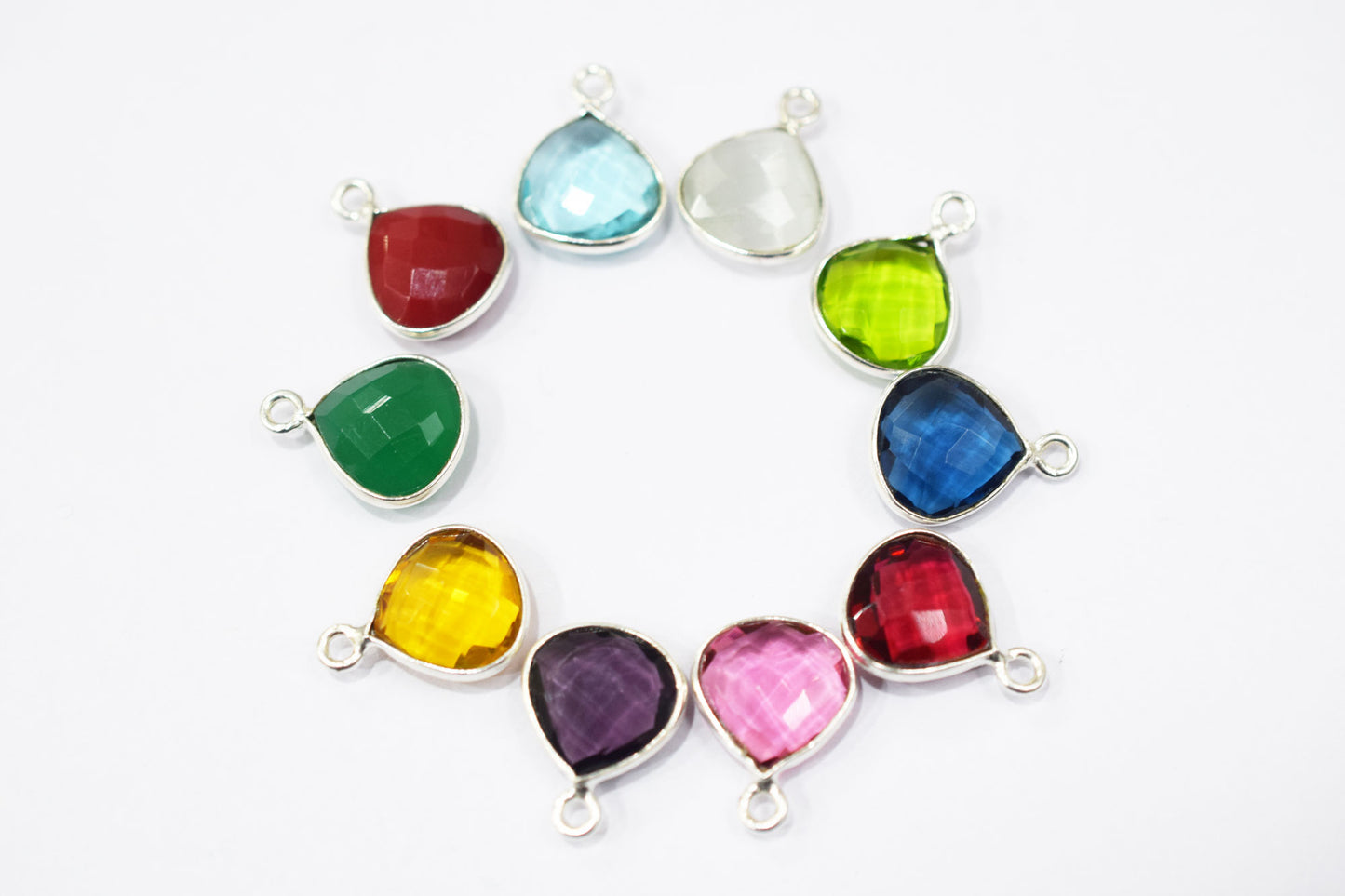 Multi Color Hydro Glass Faceted Heart Shape Connector , Sold By Piece , 11x11 mm , RB-6450A