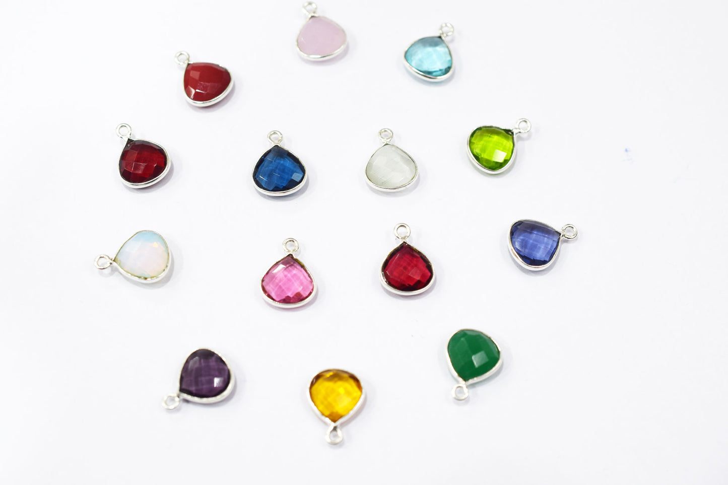 Multi Color Hydro Glass Faceted Heart Shape Connector , Sold By Piece , 11x11 mm , RB-6450A